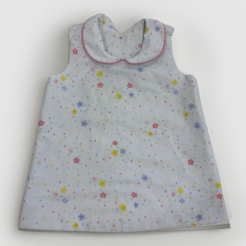The Beaufort Bonnet Company Girls Dress 12-18 Months Floral White TBBC Collar